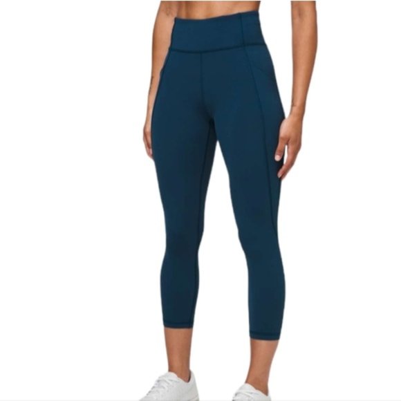 lululemon athletica Pants - Lululemon Time To Sweat Crop 23" Legging Night Diver Teal Blue